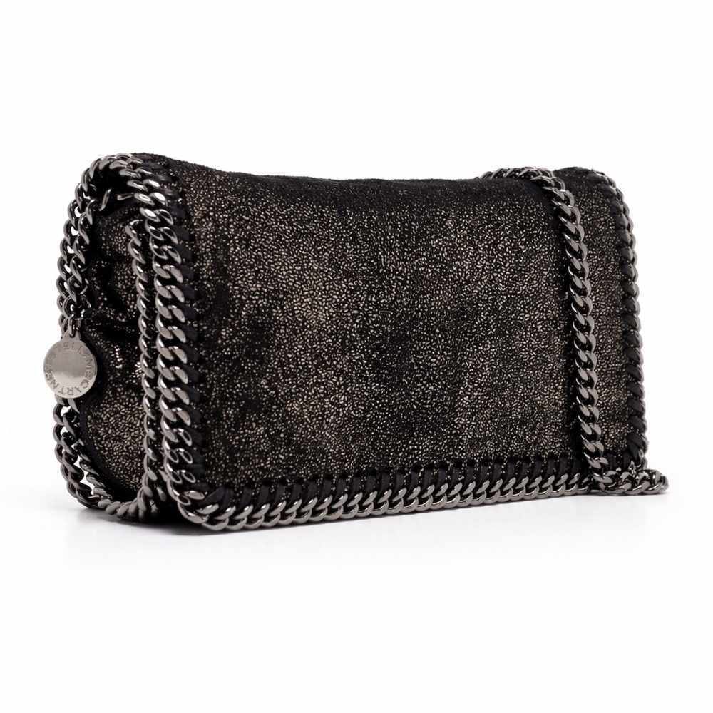 STELLA MCCARTNEY Falabella Chamois Shiny Dotted Crossbody Bag Chain Metallic - Picture 12 of 13